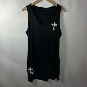 Romwe Dress Women Size 2XL‎ Black Embroidered V-Neck Sleeveless Mini Costume